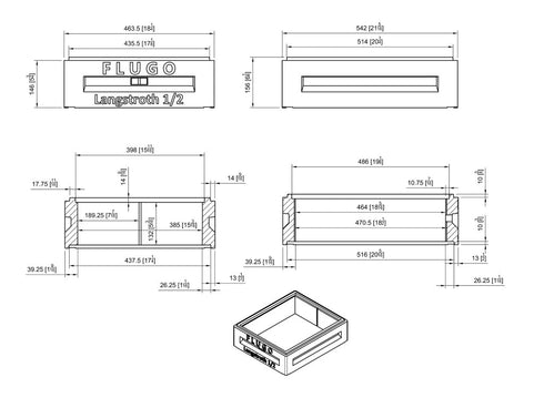 Langstroth Shallow Hive Box for 10 Frames, Frame Size 137 mm (5 3/8´´)